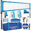 Professional Outdoor Volleyball Net Set for Backyard Beach with 1.7" Aluminum Poles, 45-ply HDPE Net, PU Volleyball and Pump, Boundary Line, Large Carry Bag - Anti-sag & Easy Setup, 32ft