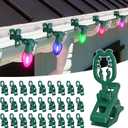 ANGAR C7 C9 Christmas Light Spring Clips, 50pcs Universal Heavy Duty Quick Christmas Light Clips, Fit E12/E17 Base, Holiday Mini Rope Lights, Perfect for Gutter Shingle Metal Roof Fence Railing Trees