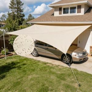KALINCO Sun Shade Sail, Waterproof Shade Sail, 10'x16.5' Rectangle Sunscreen Awning Canopy, UV Block Sunshade Canopy with Free Rope for Outdoor Garden Patio Party Yard Deck Playground