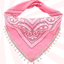 Vabean Disco Rhinestone Fringed Bandana Paisley Bandanas Cowgirl Bachelorette Rhinestones Tassel Kerchief (Pink)