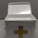 Flexzion First Aid Medicine Box Supplies Kit Organizer - Empty 8" White Metal Tin Medic Storage Bin Hard Case with Removable Tray Black Cross, Vintage Antique Boxes for Home Family Emergency Tool Set