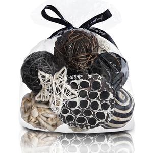 Qingbei Rina Black Decorative Balls for Bowls,Assorted Vase Filler for Centerpieces,Wicker Rattan Balls Decorative Orbs Woven Spheres, Bowl Fillers for Home Decor Wedding