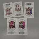 French Tip Press on Nails Short Square Flower Fake Nails Blue False Nails with White Hibiscus Glitter Rhinestones Designs Glossy Glue on Nails Acrylic Nails for Women Girls 24Pcs (Style11)