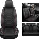 Leather Car Seat Covers Full Set, Waterproof Faux Leather Seat Covers for Cars, Non-Slip Car Interior Covers Universal Fit for Most Cars Sedans Trucks SUVs, Black/Red
