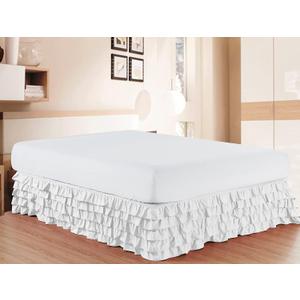 Elegant Comfort Luxurious Premium Quality 1500 Premier Wrinkle and Fade Resistant Hotel Quality Microfiber Multi-Ruffle Bed Skirt - 13inch Drop, Twin, White