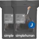 simplehuman Code J 40 Count, Genuine Odorsorb Custom Fit Liners, Drawstring Odor Absorbing Trash Bags in Dispenser Packs, 30-45 Liter / 8-12 Gallon