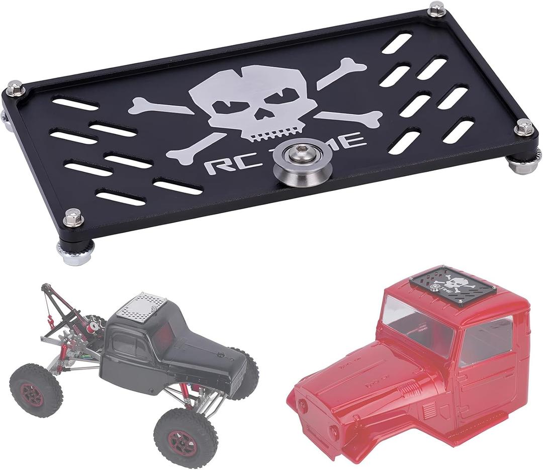 1/10 Scale RC Accessories Roof Rack Luggage with Pulley Bearing, Aluminum 1/8 1/10 RC Crawler Accessories, for SCX10 TRX4 Capra Car Shell Decoration FJ40 Housing Accessories (Black B)