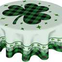 St Patricks Tablecloth Round 60 Inch Green Shamrock Tablecloth Buffalo Plaid Clover Table Cloth Farmhouse St Patrick's Day Tablecloth for Kitchen Holiday Picnic Party Dinner Room Outdoor Decor