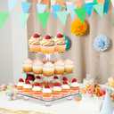 Acrylic Cupcake Stand, Clear Dessert Tower Holder Display with Base for Wedding, Party, Baby Shower, 3 Tier Square, Transparent