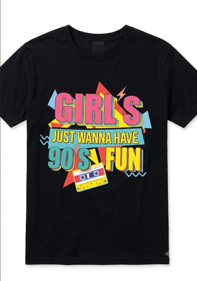 Girls Just Wanna Have 90's Fun T-shirt, XXL 