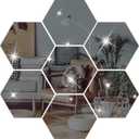 DIY Wall Decals Acrylic Mirror Sticker Set, Hexagon Mirror Wall Stickers for Living Room Bedroom Decor (Black) (8 inch)
