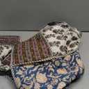 Flygo Women Cropped Puffer Jacket Cardigan Floral Printed Quilted Coats Lightweight Open Front Crop Padded Down Jackets L