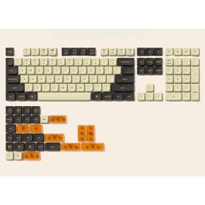 dagaladoo Low Profile keycaps Set,Double Shot PBT keycaps 60 75 100 Percent,Beige/Black/Orange Custom Keyboard Key caps for Most MX Switches Mechanical Keyboard