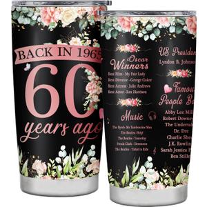 Stainless Steel 60th Birthday Gifts for Women Tumbler, 20 oz, Insulated, Love, Modern, BPA Free, Reusable, Hand Wash Only