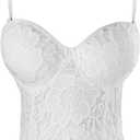 Charmian Women's Punk Goth Floral Lace Bustier Corset Party Bralet Crop Top (Medium, White)