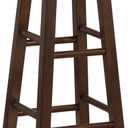 Linon Zeke Walnut Solid Wood Backless Round Counter Stool with 24 Inch Seat Height