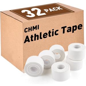 CHMI Athletic Tape,White Sports Tape (32 Pack), 320 Yards Rolls Very Strong Easy Tear NO Sticky Residue Best Tape for Gymnastics Climbing Bat Injuries Medical (1.5 Inch X 320 Yards).