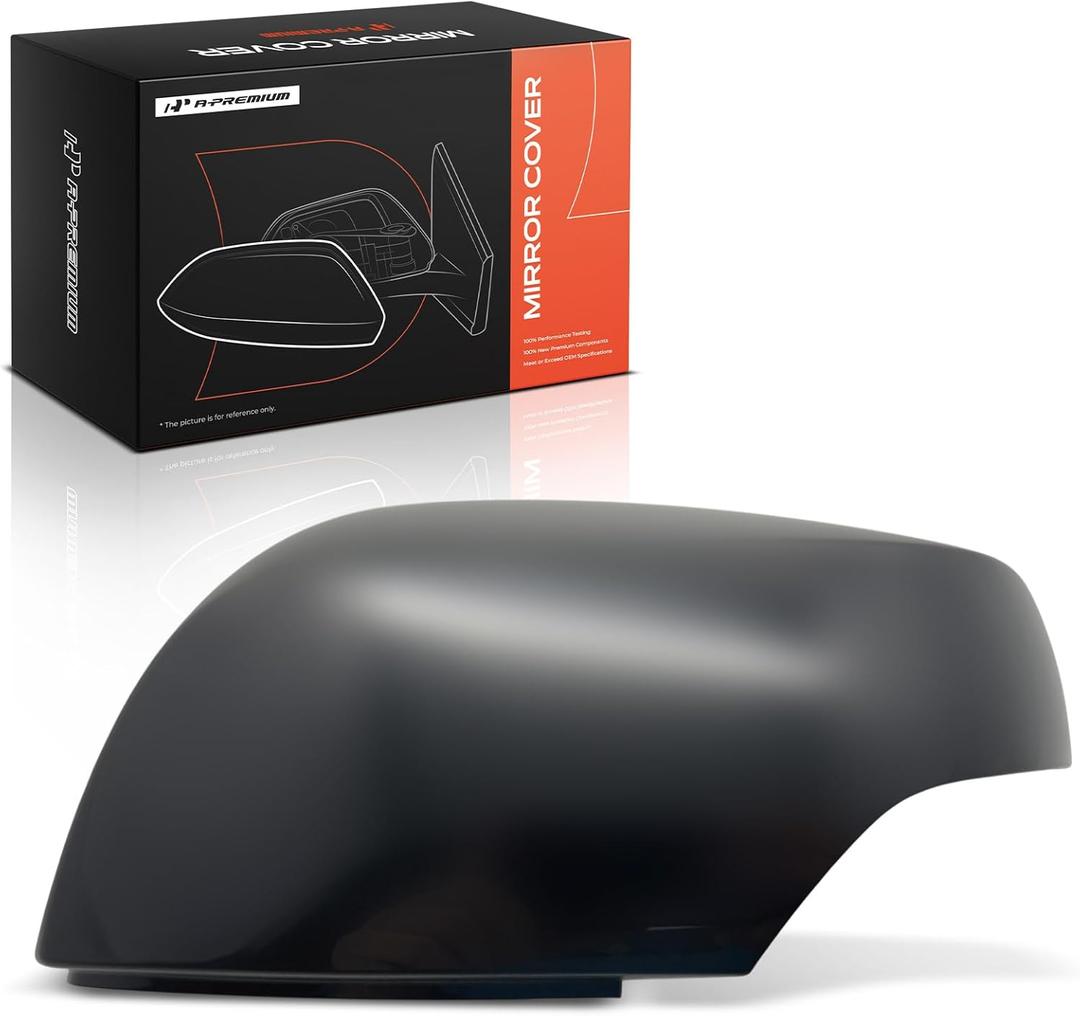 A-Premium Driver Side Rearview Mirror Cover Cap - Compatible with Subaru Forester 2014-2018, Impreza 2012-2014, XV Crosstrek 2013-2014 - Smooth Black, with Turn Signal Hole