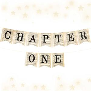 Chapter One Banner Sign A New Chapter Begins Banner Book Reading Themed decor Sign Garland for Wedding Baby Shower Retirement ement Bridal Shower