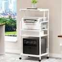 Arbuxzuy 4-Tier Printer Stand with Storage Shelf, Mobile Printer Table for Home Office, Adjustable Stand for Printer, Scanner, Fax (White)