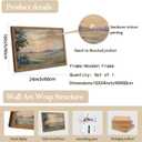 Vintage Sunset Wall Art Rustic Cottagecore Landscape Wall Decor Fall Country Nature Painting Artwork 3D Textured Sandstone for Living Room Bedroom 16x24 Inch Wood Framed