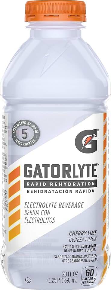 Gatorlyte Rapid Rehydration Electrolyte Beverage, Cherry Lime, 20oz Bottle (Pack of 11) Exp. 10/21/2026