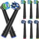 8pcs Replacement Heads Compatible with Oral B Electric Toothbrush, 4pcs Precision Clean and 4pcs Cross Clean Brush Heads, Black