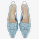 Womens Sling Back Kitten Heels Low Dress Shoes Slingback Pumps Pointed Closed Toe Comfortable Party Office Sandals (Blue, M)