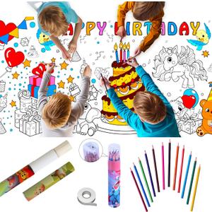 Craftndraw Giant Kids Coloring Poster - 30" X 72", No Creases Paper Roll, Fall Activities