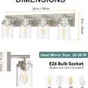IZORRO Bathroom Vanity Light Fixture, 4-Light 30 Inch Brushed Nickel Bathroom Light Fixtures Over Mirror, with Clear Glass Shade, Modern Farmhouse Vanity Lights, Rustic Restroom Lighting Fixtures