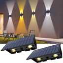 Solar Fence Lights, 2PACK Solar Wall Lights Outdoor Up and Down Waterproof IP54 Solar Light Outdoors for Yard Garden Pools House Deck Porch (Warm White & Natural Light & Cool White)