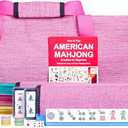 Jongyance American Mahjong Set, 166 White Tiles with Pink Bag, 4 All-in-One Rack/Pushers, Mah jongg Game Set (Mah-Jongg, Majiang,Ma Jong)