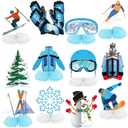 Shellwei 12 Pcs Ski Party Decorations Apres Ski Decor Skiing Honeycomb Centerpieces Winter Skiing Centerpieces for Tables Ski Table Decor Winter Decorations for Birthday Party Home Table Baby Shower