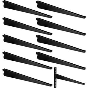 10 Pack Adjustable Shelf Brackets for Double Track System Closet Organization Heavy Duty Wire Shelf Brackets (Black,11.5 Inch)