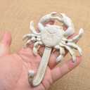 MY MIRONEY 3-Piece Starfish Seashell Crab Coats Hooks White Beach Ocean Theme Decorative Wall Hooks with Screws