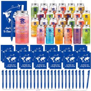 AmazingSpark 72 Pcs Class of 2026 Graduation Gift Set 13.5 oz Graduation Plastic Cups Bulk with Lids Straws Inspirational Notebooks Motivational Pens Gift for Congrats Grad Party Favors Supplies