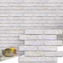 Commomy 3D Peel and Stick Brick,Ultralight Thin PVC Faux Brick Wall Panels,10 Pcs 15.74"x11.8" Fake Brick Tiles for Quick Intall Interior Kitchen,Bedroom,Living Room,RV,Not Real Brick,Not Heavy Tiles