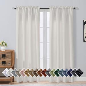 OVZME Natural Room Darkening Curtains for Bedroom 78 Inches Long 2 Panels, Thermal Insulated Energy Saving Blackout Curtains for Living Room, Dual Rod Pocket Blackout Drapes, 2x40Wx78L Inches