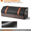 Fyzeoty Car Organizers and Storage - Trunk Organizer for Suv Car,Car Trunk Leather Storage Box,Extra Large,Magnetic Lid,Collapsible and Adjustable