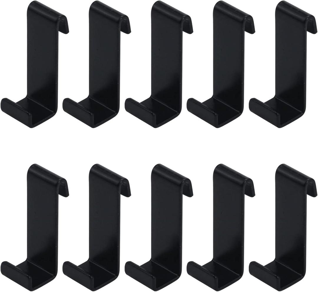 Antrader Hook 10pcs Snap-on Flat J Style Hanger,Cold Rolled Steel,Tile,Billboard,Display Board, Black,Lengthened,1.5mm Thickness