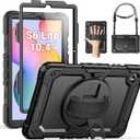 SEYMAC Case Heavy Duty Shockproof Protective Case with Screen Protector, Rotating Stand and Hand/Shoulder Strap, 10.4 inch - S6 Lite