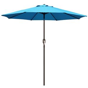 Blissun 9' Outdoor Patio Umbrella, Outdoor Table Umbrella, Yard Umbrella, Market Umbrella with 8 Sturdy Ribs, Push Button Tilt and Crank, Navy Blue