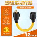 Kanayu NEMA L14-20P to L14-30R 20amp to 30amp Generator Adapter Cord, 4 Prong Locking Generator 20amp Male Plug to 30amp Female Receptacle Adapter, 1 ft