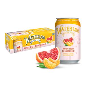 Waterloo Sparkling Water, Ruby Red Tangerine Naturally Flavored, 12 Fl Oz Cans (Pack of 12) Zero Calories and Zero Sugar or Sweeteners (EXP 06/04/27)