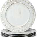 13" Vintage Charger Plates, Beaded Chargers for Dinner Plates Set of 6, Charger Plates Bulk Wedding, White