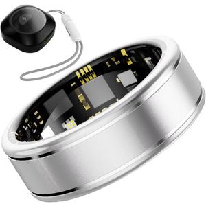 Smart Ring for Women  Fitness Tracker Ring with Heart Rate, SpO2, Blood Pressure, Sleep Monitoring, Step & Calorie Counter, No Subscription Fee, iOS & Android Compatible (Silver, 12)