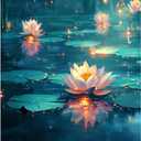 Craftoria Paint by Numbers for Adults 40"x50"cm Framed Peaceful Lily Waters 36 Colors