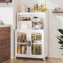 VECELO Foldable Plastic Sideboard Cabinet with Adjustable Shelves, Waterproof Buffet Cabinet with Doors for Kitchen, Dining Room & Small Spaces, White, 20.87 x 37.01 x 14.02 inches