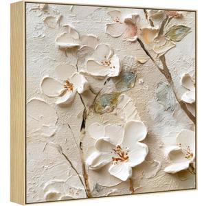 30x30 Frame for Stretched Canvas Art, DIY Metal Canvas Floater Frames with 1.5" Deep for Oil Diamond Paintings Vintage Prints Artwork, Aesthetic Home Accents Living Room Decor (Natural)