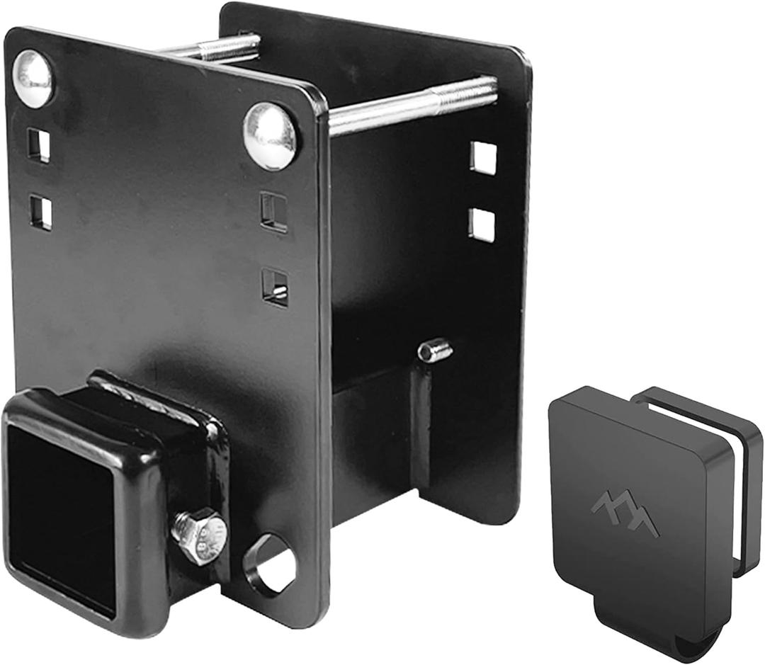 Hitch Receiver 2 inch Adapter Receiver Fits for 4 x 4 inches RV Bumper Square Bumper Beam Level Trailer Towing Purpose (Upgrade Include Cover)